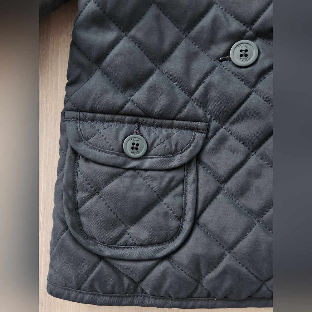 GAP Navy Quilted Hooded Kids Coat - Picture 5 of 7
